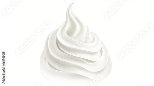 Whipped cream isolated on transparent or white background