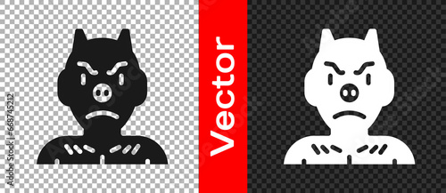 Black Krampus, heck icon isolated on transparent background. Horned devil. Traditional Christmas devil. Happy Halloween party. Vector