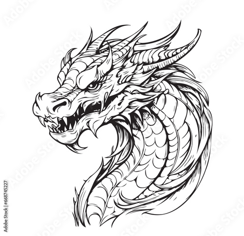 Dragon sketch hand drawn ,Symbol and sign of new year