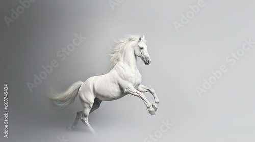 Tableau sur toile WHite horse run gallop