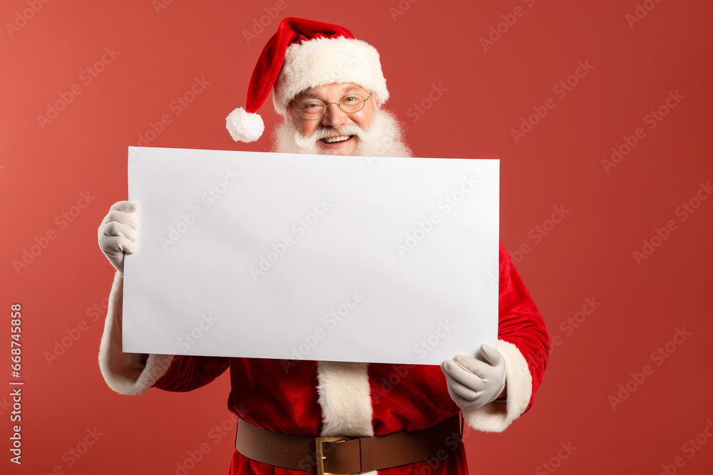 Naklejka premium santa claus with blank sign
