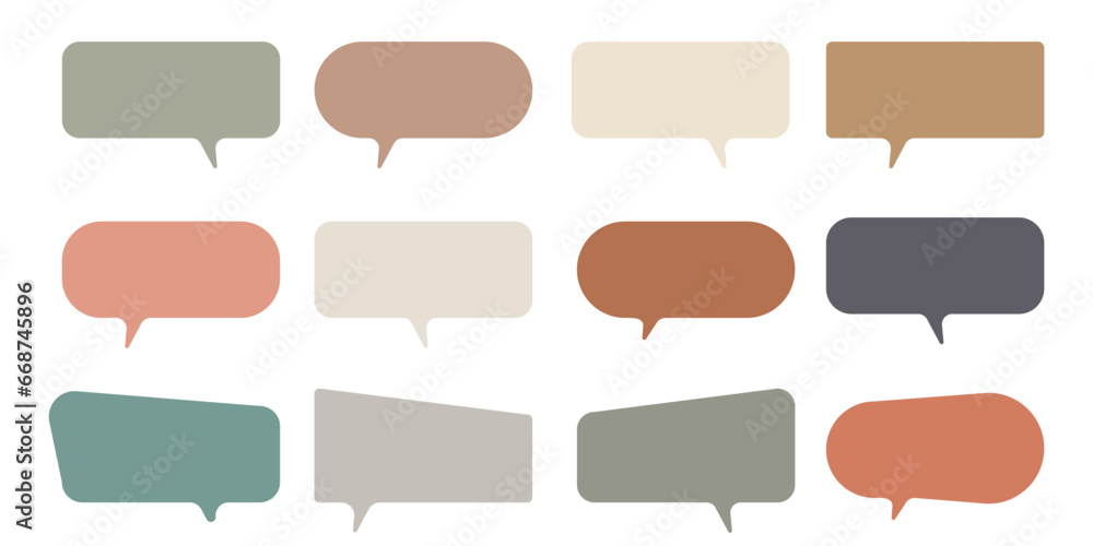 Set of dialog boxes different variants. Vector flat illustrations. Collection pastel color doodle for talk, dialogue, decoration on white background. Set of dialog boxes different variants. Vector flat illustrations. Collection pastel color doodle for talk, dialogue, decoration on white background.