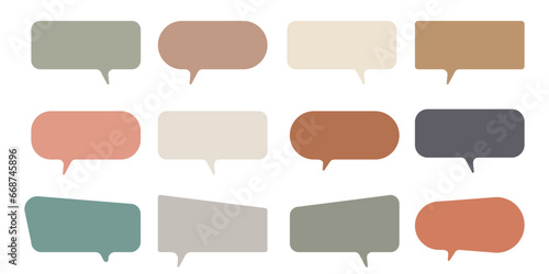 Set of dialog boxes different variants. Vector flat illustrations. Collection pastel color doodle for talk, dialogue, decoration on white background.