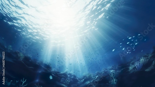 Under the sea background showing light rays photo