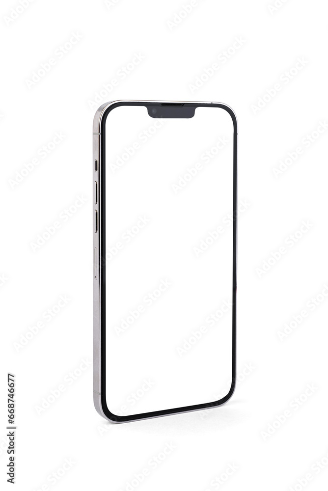 Set of different angles and positions of smartphone mockup with white screen isolated on white background. Set of different angles and positions of smartphone mockup with white screen isolated on white background.