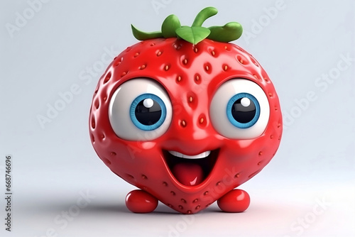 cute smiling cartoon red strawberry