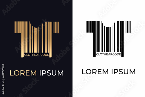 cloth logo design template with bar code line style 