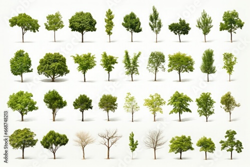 A set of  trees isolate on whitw background