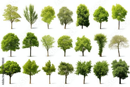 A set of  trees isolate on whitw background