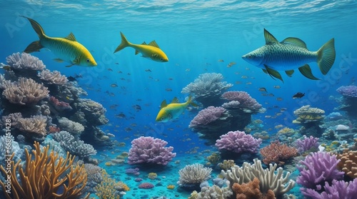 coral reef with fish and coral © Fizza 