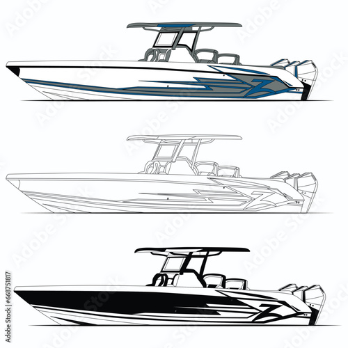 Side view fishing boat vector