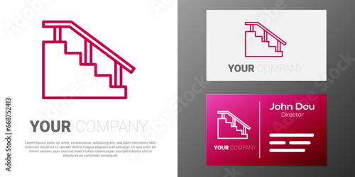 Logotype line Skateboard stairs with rail icon isolated on white background. Logo design template element. Vector