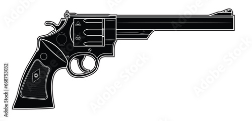 Vector illustration of the 44 magnum Smith & Wesson M29 revolver on the white background. Black. Right side. photo