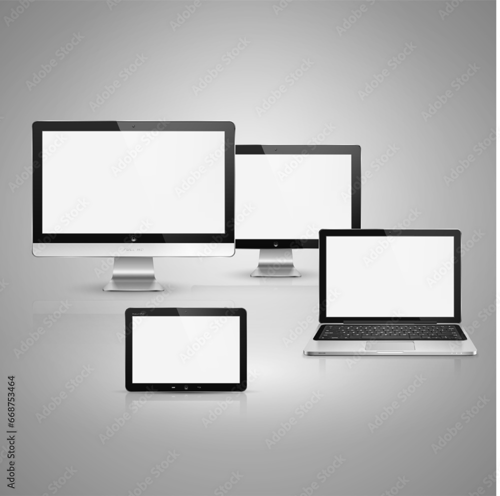 Realistic high detailed vector illustration of isolated electronic devices Realistic high detailed vector illustration of isolated electronic devices