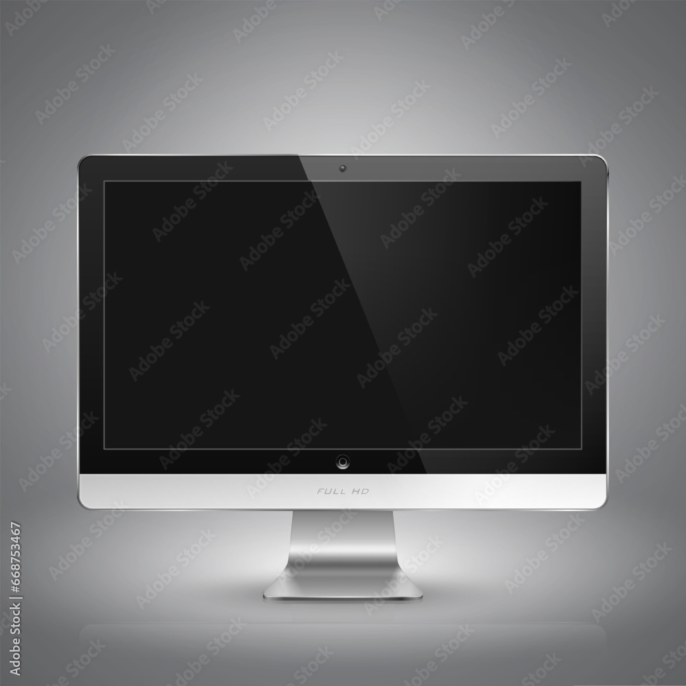 Realistic vector illustration of computer monitor with blank screen. Realistic vector illustration of computer monitor with blank screen.