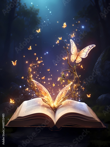 Immerse yourself in a whimsical world of enchantment with "Enchanted Tales: The Magic Book of Elves and Butterflies in the Fairy Forest.