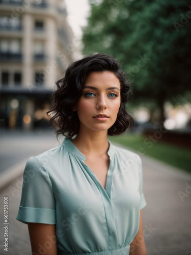 close up einer jungen Frau mit langen Haaren, gen ai