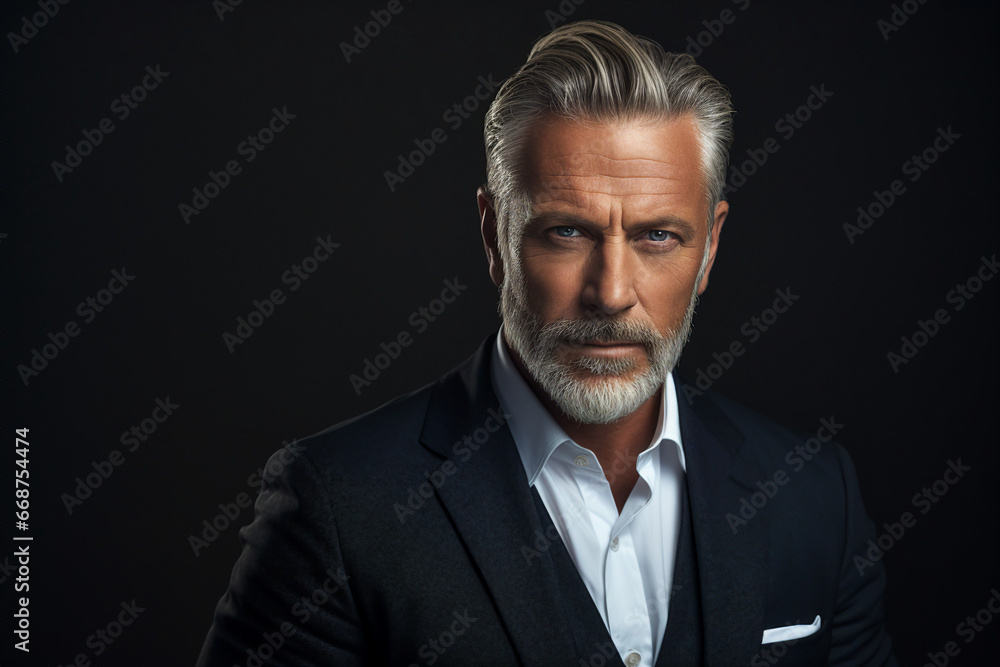 Generative AI photography of handsome confident man celebrity star isolated on grey background Generative AI photography of handsome confident man celebrity star isolated on grey background