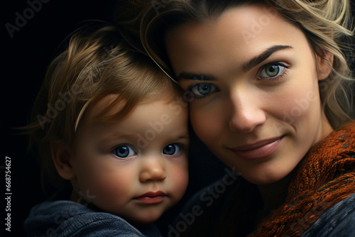 Generative AI photography of a charming mother enjoying time with her beautiful baby