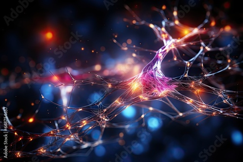Illustration of the connections of neurons in the human brain for medical or educational purposes by generative ai.