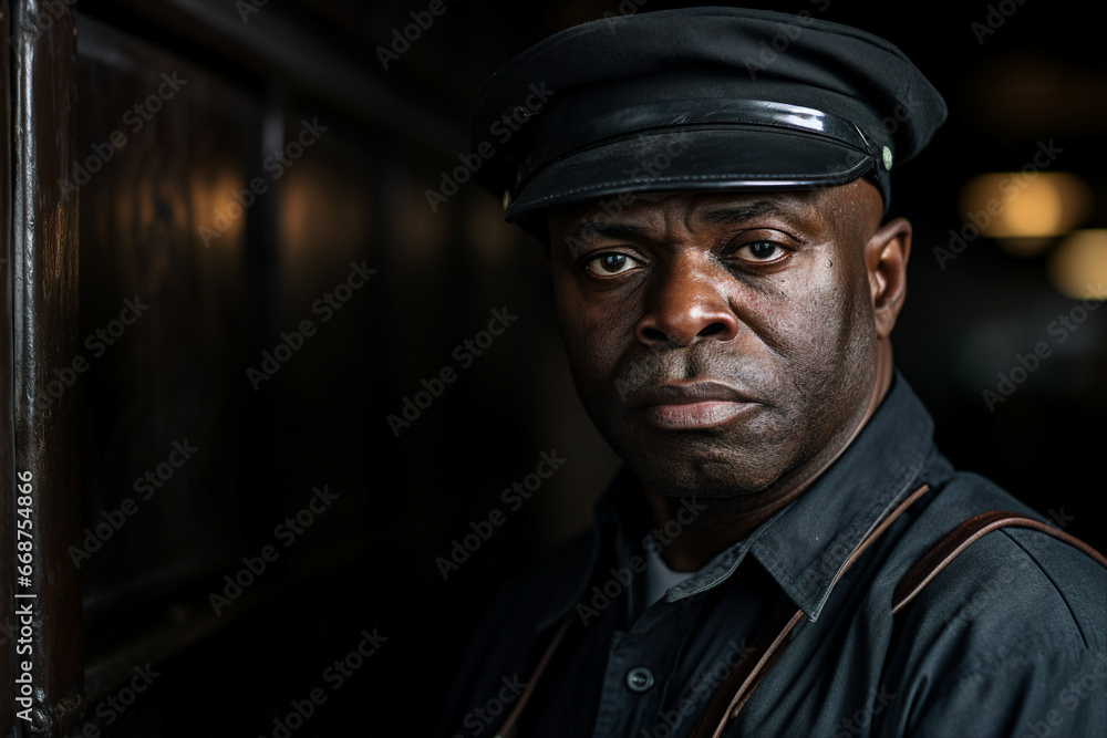 Generative AI picture portrait of mail person mailman mailwoman in corporate uniform Generative AI picture portrait of mail person mailman mailwoman in corporate uniform