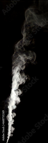 rising smoke in white on black background. Panorama for digital art/work