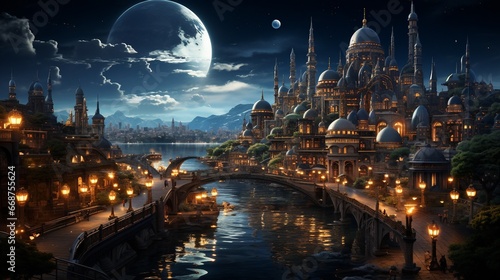 Canvas Print night view of the town
