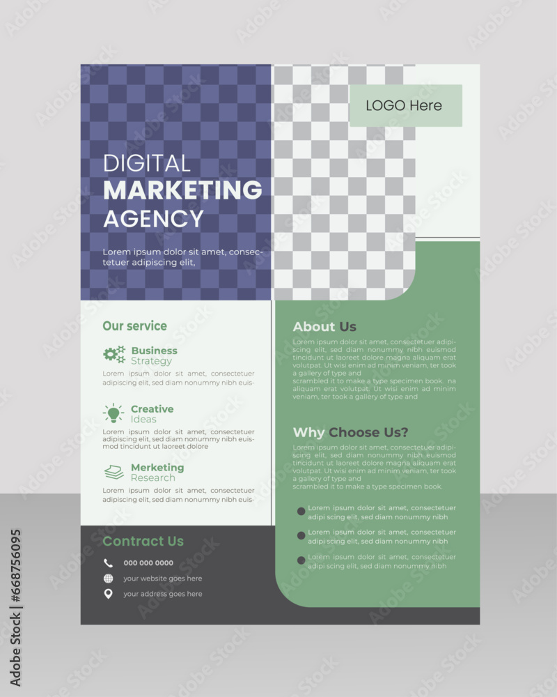 Business poster flyer, cover modern layout, vector illustration template in A4 size