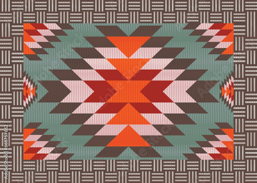 American ethnic native pattern.Traditional Navajo,Aztec,Apache,Southwest and Mexican style fabric pattern.Abstract vector motifs pattern.Design for fabric,clothing,blanket,carpet,woven,wrap,decoration