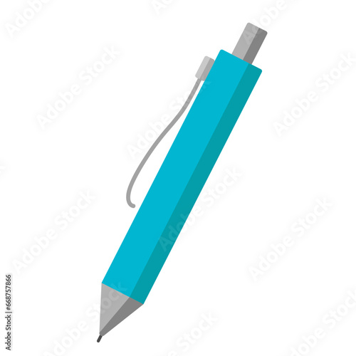 Blue colored hand drawn vector roller pen.Isolated simple element icon