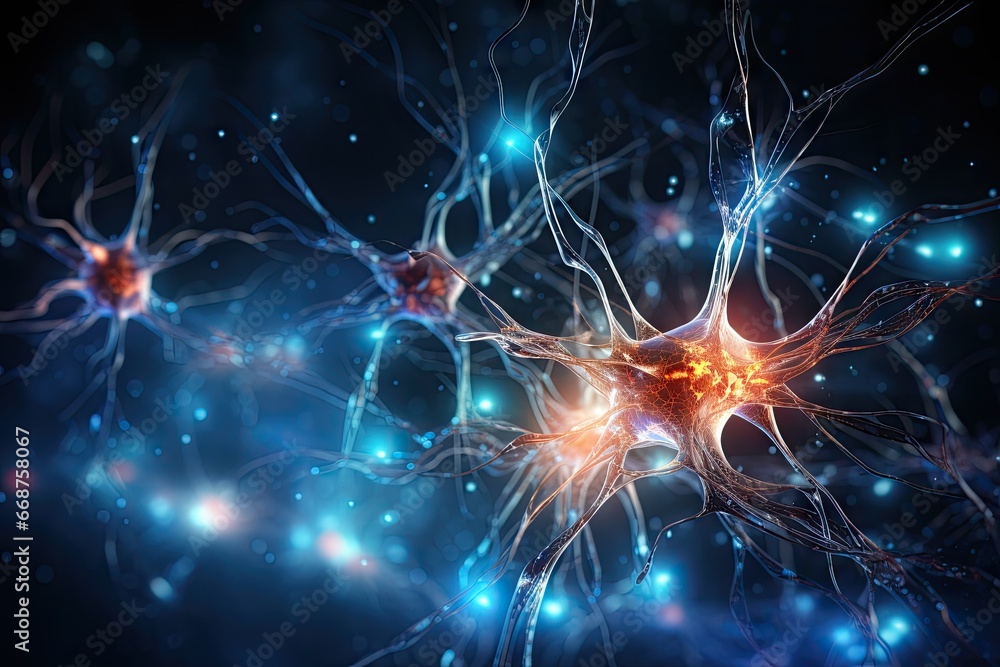Illustration of the connections of neurons in the human brain for medical or educational purposes by generative ai. Illustration of the connections of neurons in the human brain for medical or educational purposes by generative ai.
