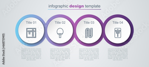 Wallpaper Mural Set line Bingo, Racket, Board game and Mahjong pieces. Business infographic template. Vector Torontodigital.ca