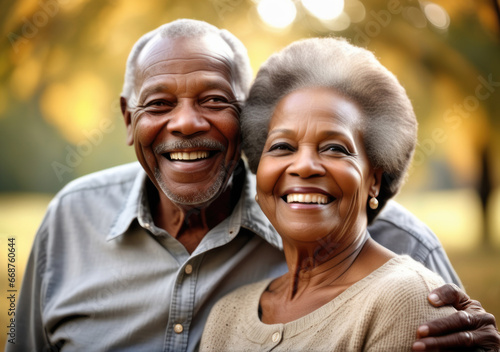 portrait of an old couple smiling