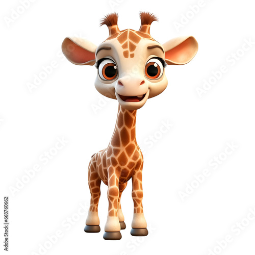 Cartoon animal, cute baby giraffe calf