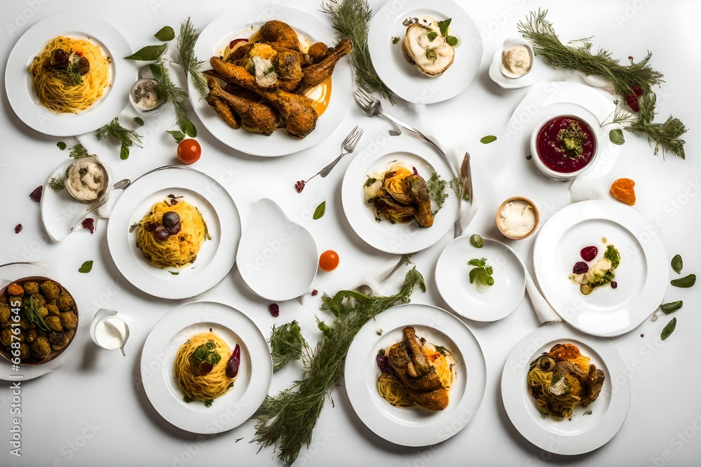 The table is full of food. Generative AI The table is full of food. Generative AI