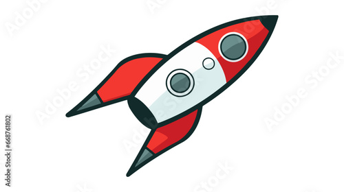 Rocket ship with fire icon. Flying rocket icon. Space travel. Project start up sign. Vector illustration