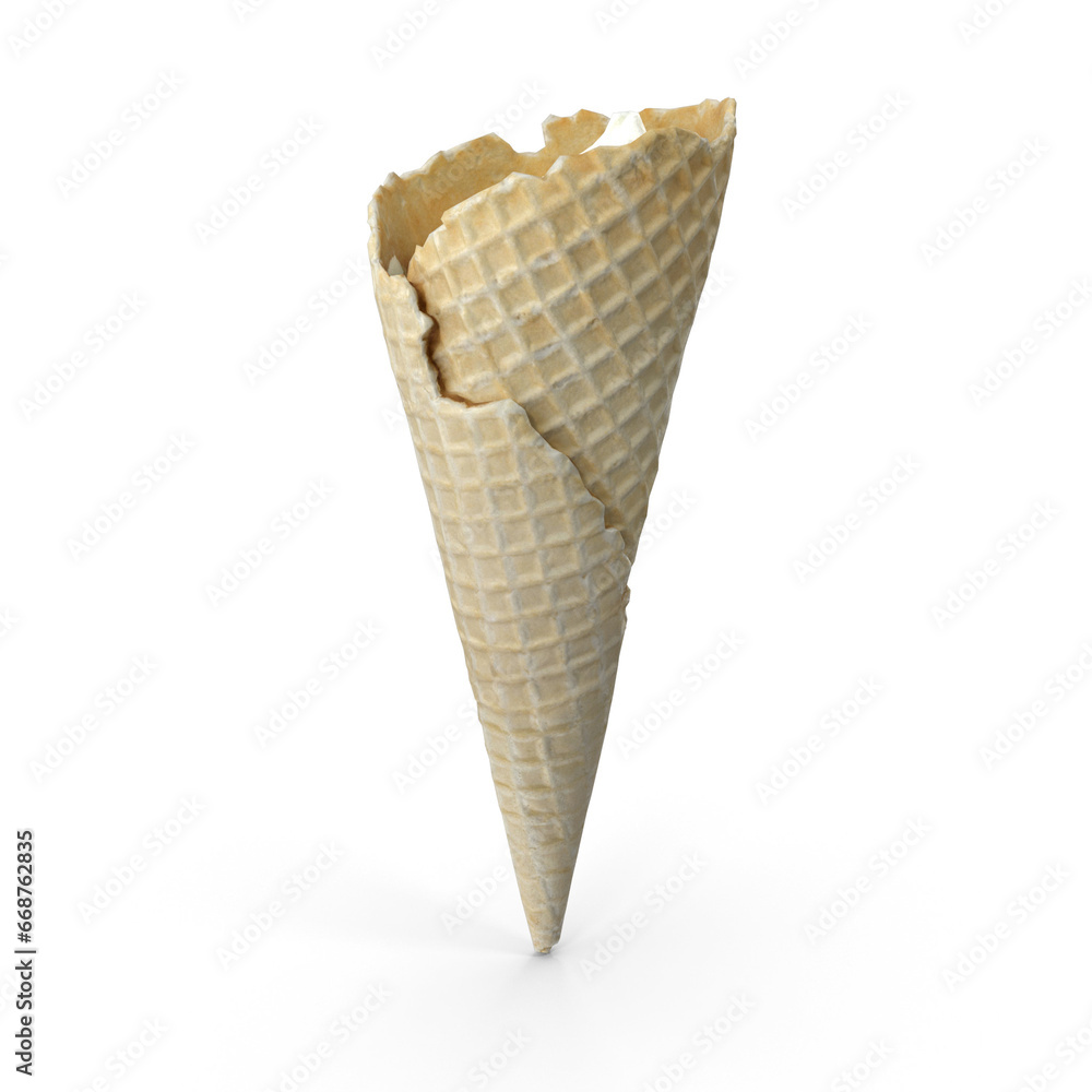 Empty Waffle Cup for Ice Cream. Empty Sugar Crunchy Icecream Waffle Cone. Blank crispy ice cream cone, 3D rendering Empty Waffle Cup for Ice Cream. Empty Sugar Crunchy Icecream Waffle Cone. Blank crispy ice cream cone, 3D rendering