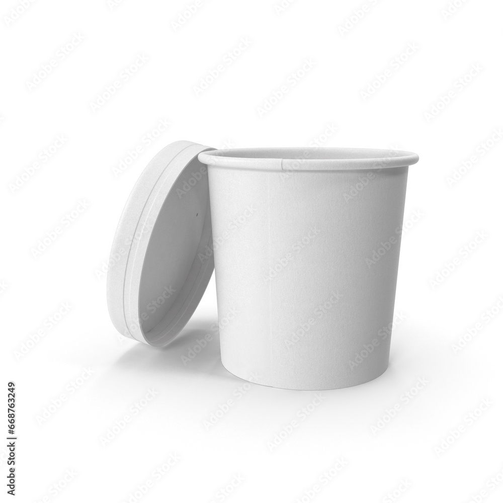 White empty paper cup food container, 3D rendering, white takeaway ...