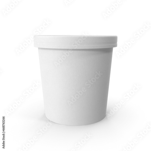 White empty paper cup food container, 3D rendering, white takeaway coffee disposable paper cup, Glass for food or drinks with a lid and without a lid, Round paper food packaging for mockup & branding