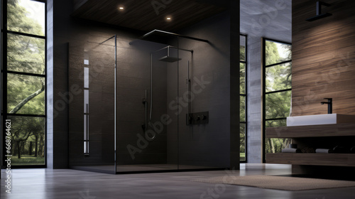 Modern shower or bathroom. Luxury living. Modern interior design concept. © Allistair/Peopleimages - AI
