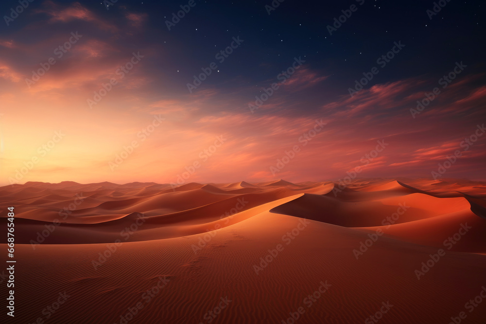 Fototapeta premium Golden Sands: Majestic Desert Landscape at Sunrise
