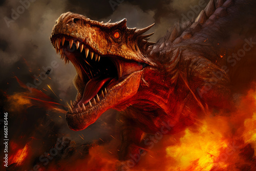 Majungasaurus Fury: Firestorm Battle © Andrii 