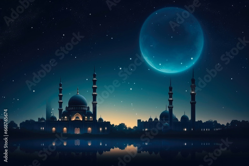 Islamic Sanctuary Beneath the Radiant Moon