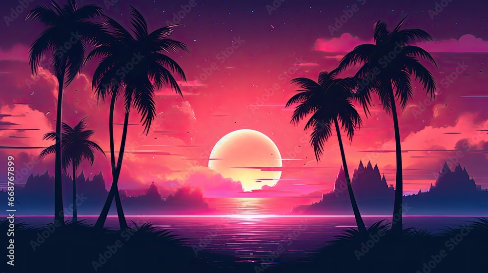 Pink synthwave wallpaper - generaive ai