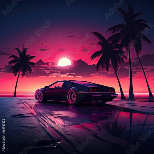 Pink synthwave wallpaper - generaive ai
