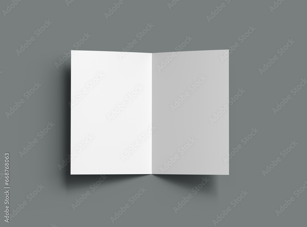 Blank A4 Half Sheet Fold brochure 3d render to present your design. Blank A4 Half Sheet Fold brochure 3d render to present your design.