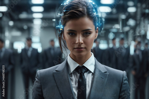 Wallpaper Mural Young Businesswoman in the Office of the Future Torontodigital.ca