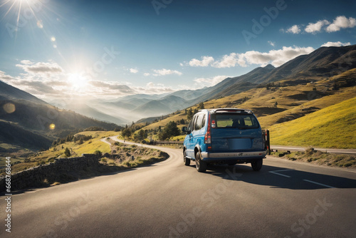 Car on a Mountain Road on a Sunny Day © alexx_60