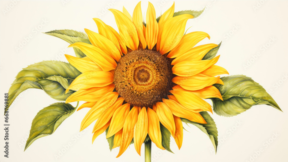 Fototapeta premium Sunflower on a white background.