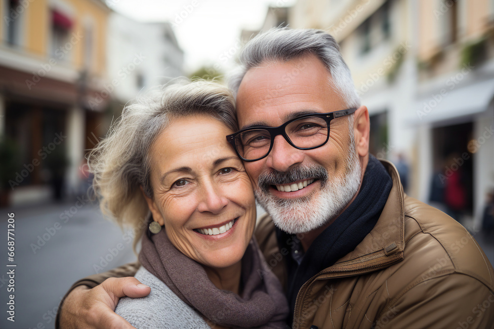 Generative AI picture portrait of retired couple live together all lifetime love feelings concept Generative AI picture portrait of retired couple live together all lifetime love feelings concept